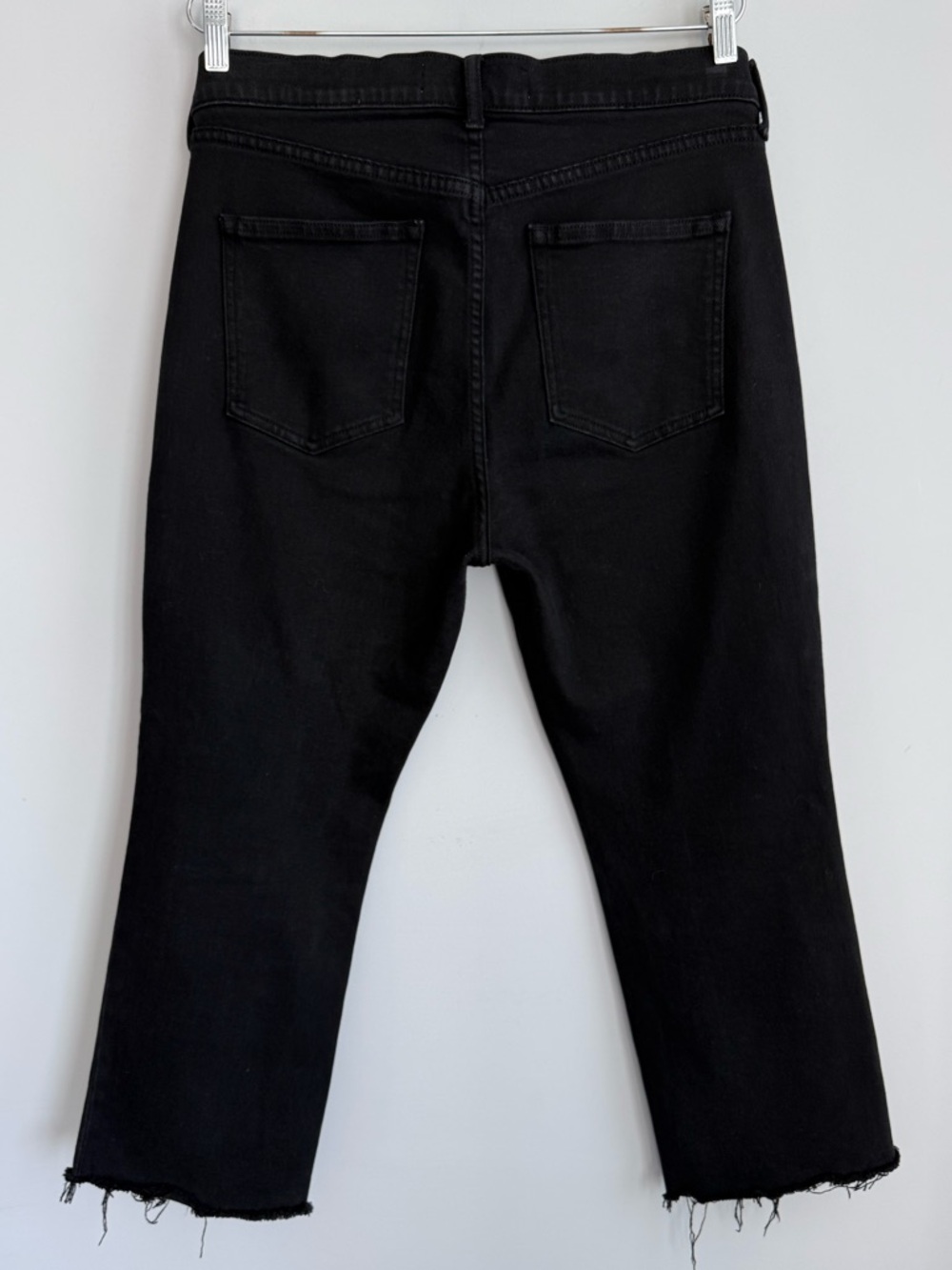 AYR The Pop Black High Rise Straight Leg Jeans Raw Hem Cropped Short 34 S Short - Picture 3 of 16